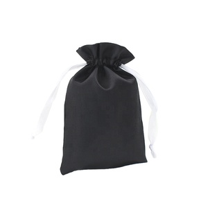 Emballage personnalisé, sac à poussière en satin noir de luxe pour bijoux, sac à main - Product Image 1