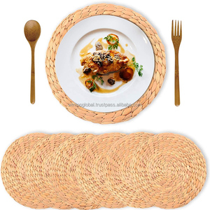 Natural Water Hyacinth Woven Plant Eco-Friendly <b>Disposable</b> Minimalist Charger Dishes <b>Plates</b> Dinner Pad Mat Placemat for Wedding - Product Image 5