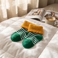 Chaussettes en coton doux pour bébé-Bout sans couture et poignets pliables, chaussettes respirantes pour tout-petits pour garçons et filles