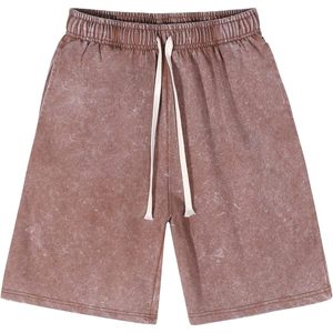 FOXA Mens Sweat Shorts Acid Washed Cotton <b>Elastic</b> Waist Drawstring Workout Jogger Pants With Pockets - Product Image 1