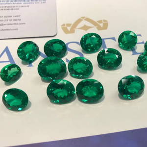 Zhanhao yüksek kalite kolombiyalı Lab, halka yapımı için zümrüt Oval boncuklar oluşturuldu hidrotermal 5x7mm 1CT 2CT sentetik zümrüt - Product Image 4