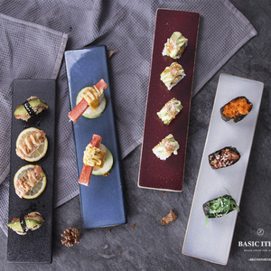 Vente chaude Sushi Plat Creative <span class=keywords><strong>Rectangle</strong></span> Sushi <span class=keywords><strong>Assiette</strong></span> Porcelaine Réactive Vitrage Plaque - Product Image 2
