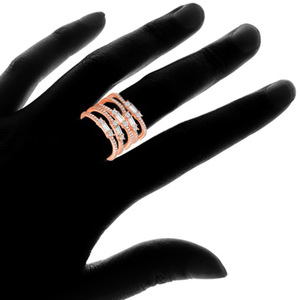 Anelli di Moda T0704 per Donne, Gioielli con Diamanti a Forma di Smeraldo, Incastonatura a Pavé con Pietre Naturali - Product Image 3