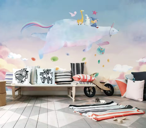Decoración de Pared de Dormitorio Infantil Impresa en 3D Personalizada y Ecológica, <span class=keywords><strong>Papel</strong></span> <span class=keywords><strong>Tapiz</strong></span> Mural de Animales de Dibujos Animados, Oso <span class=keywords><strong>Polar</strong></span>, para Mejoras del Hogar - Product Image 1