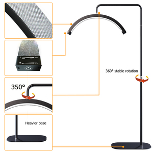 Fosoto chuyên nghiệp 28inch Đèn sàn 45W vàng LED nửa mặt trăng đèn cho Lash giường Vòng ánh sáng với đứng cho Salon lông mi vẻ đẹp - Product Image 4