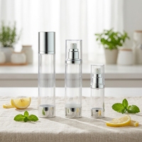 Flacons cosmétiques personnalisés en plastique vide pour lotion, spray, finition mate givrée, sans air, noirs, rechargeables, 50 ml/100 ml/120 ml