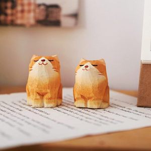 Regali a Tema Gatto, Statuetta in Miniatura di Gatto Tabby, Piccola Scultura in Legno Intagliata a Mano per Decorazione Casa - Product Image 4