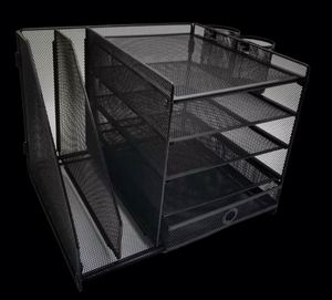 Metal Mesh 4 Tier Paper Letter <b>Tray</b> Desk Storage and Accessories Office Desktop Organizer <b>File</b> <b>Trays</b> - Product Image 4