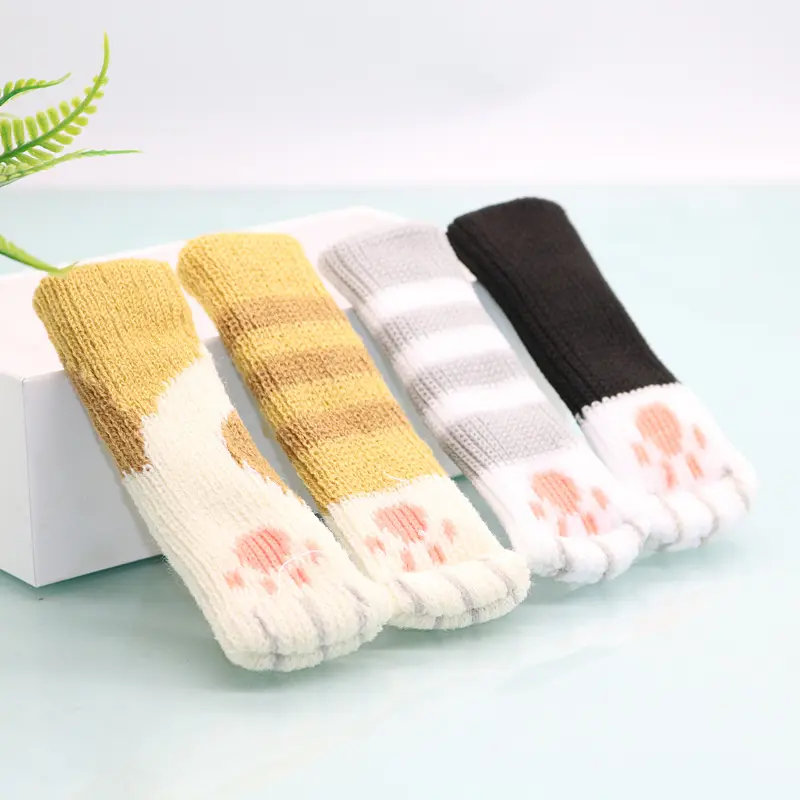 Protecteur de sol, chaussettes, jambes de chaise, motif patte de chat mignon, réduit le bruit, 1 paire