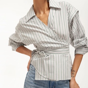 Chemisier Femme Personnalisé à Manches Longues, Imprimé Rayé, Coupe Ajustée, Idéal pour l'Été – Nouvelle Collection Très Demandée - Product Image 3