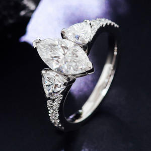 خواتم مجوهرات بروفنس راقية عيار 14 قيراط صلب من الذهب الأبيض العتيق خاتم من المويسانيتي - Product Image 3