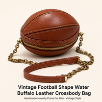 Sac bandoulière vintage en cuir de buffle fait main, style football américain, en cuir de vachette pleine fleur, petit sac à bandoulière rétro pour femme