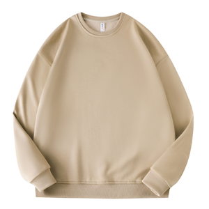 Sudadera Extra Grande de Cuello Redondo para Mujer, Color Sólido, Tejida, Manga Larga, 100% Algodón, Ropa de Otoño - Product Image 1