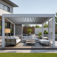 Pergola Bioclimatique Extérieure en Aluminium avec Toit à Lames Orientables, Étanche et Coupe-Vent, pour Jardin, Balcon et Pavillon