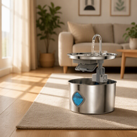 Fontaine à eau pour animaux de compagnie en acier inoxydable de 3,2 L, eau filtrée circulante, distributeur d'eau automatique pour animaux de compagnie, niveau d'eau visible pour animaux de compagnie