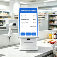 Solución de Auto-Servicio, Kiosco Táctil de Escritorio con Pantalla Táctil de 21.5 Pulgadas y 10 Puntos, Android/Linux, 4G+32G, Diseño para Tiendas Minoristas, SDK Multi-Idioma