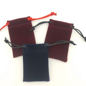 Bolsas de terciopelo rojo con cordón y doble cierre, bolsa para accesorios para guardar joyas - Product Image 4