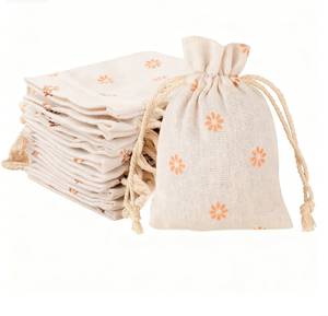 Sac pochette à cordon en coton et lin imprimé de logo personnalisé sac à cordon en toile pour bijoux sac à poussière en coton - Product Image 2