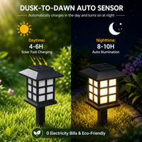 Lampe solaire LED de jardin en forme de maison, pour allée, 3000K, avec capteur de lumière, IP65, pour extérieur, jardin, pelouse, décoration