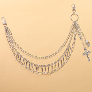 Multi Layered Studded Trouser <b>Chain</b> With <b>Cross</b> And Skull Pendant Tibetan Silver Waist <b>Chain</b> Casual Fashion Body <b>Chain</b> - Product Image 3
