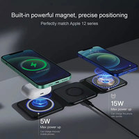 Chargeurs sans fil magnétiques pliables pour écouteurs de montre intelligente iPhone Support de chargeur de charge rapide pliant 15W