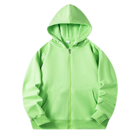 Sweat-shirt à capuche unisexe 300 GSM 80 % coton, léger, à fermeture éclair intégrale, manches longues, pour l'entraînement et la mode, haut uni pour l'automne