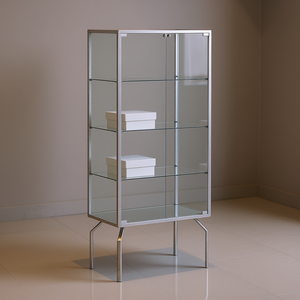 Vitrina con Marco de Aluminio 95x37x170 cm, Puertas de Vidrio Blanco, Estantes de Altura Ajustable, Mueble Exhibidor - Product Image 3