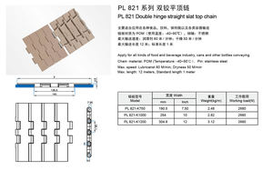 <span class=keywords><strong>PL</strong></span> 821 双铰链直跑式板条顶部链条输送系统高强柔性平罐重型链条组件 - Product Image 2