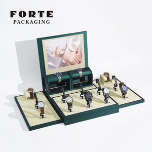 Forte lujo joyería pantalla Mdf microfibra reloj soporte azul hombres reloj pantalla moda lujo mujer reloj pantalla - Product Image 6