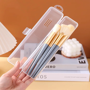 Étui à pinceaux de maquillage portable, blanc transparent avec couvercle anti-poussière, organisateur de cosmétiques de voyage pour fards à paupières et crayons à sourcils - Product Image 4