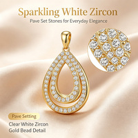 Collier élégant YILUN en argent sterling 925 plaqué or avec pendentif double goutte d'eau et zircon rond transparent pour femme