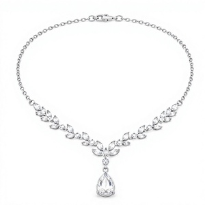 Juego de Joyería Nupcial con Circonitas en Forma de Gota de Agua, Collar y Aretes con Corte Marquesa, Chapado en Oro, para Mujer - Product Image 1