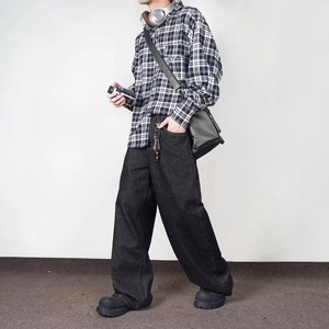 Men's <b>Jeans</b> for Boys and Girls 100% Cotton Spring ODM Loose Fit <b>Soft</b> Breathable Wide Leg Print - Product Image 1