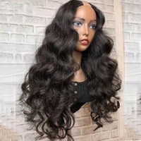 Perruques de cheveux humains en U partie de vague de corps de prix de gros d'usine perruques complètes de Machine perruques de cheveux vierges Non de dentelle pour les femmes