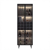 Meuble bar de salon en bois de luxe avec miroir et portes vitrées, couleur personnalisable, rangement pour vin, idéal pour appartement ou hôtel