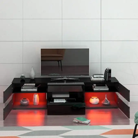 Meuble TV 69 pouces Meuble de télévision Console TV 2 portes Armoires de rangement à deux tiroirs avec lumière LED RVB pour téléviseurs