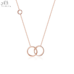 New Collection Manufacturer Export Double Circle Design Chain Fine Jewelry Set 18K <b>Solid</b> <b>Gold</b> Natural Diamond <b>Pendant</b> Necklace - Product Image 3