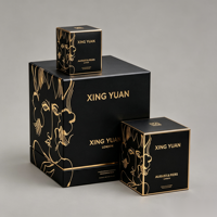 Boîte rigide à deux pièces avec couvercle et base, logo personnalisé, brun foncé, texture côtelée, estampage à chaud en feuille d'or, pour boîte de parfum