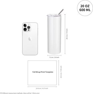 Vaso térmico recto de acero inoxidable de doble pared de 20 oz para sublimación, con tapa y pajita, ecológico, de 6 a 12 horas de duración, desde almacén de EE. UU. - Product Image 3