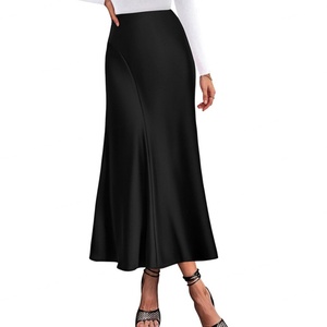 Jupes décontractées personnalisées pour femmes, couleur unie, taille naturelle, coupe trapèze, longueur cheville, en polyester tissé 260g, lavables, pour soirée, fête ou usage quotidien - Product Image 4