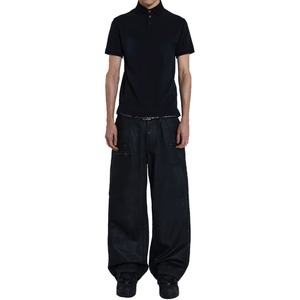 Jeans personnalisés modernes noirs enduits de cire, coupe ample, jambe large, pour hommes - Product Image 3