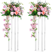 Hochzeitsdekorationen Hohe Rechteckige Säule Gold Metall Eisen Blumenständer Vase für Tischdekoration