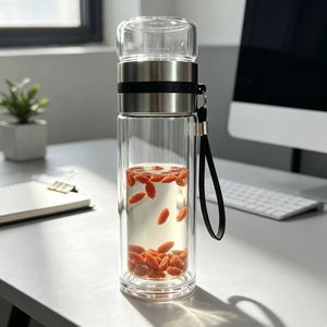 Double Walled Glass Tea Infuser Cup With <b>Filter</b> Portable Sealed <b>Water</b> <b>Bottle</b> For Business Gifts - Product Image 4