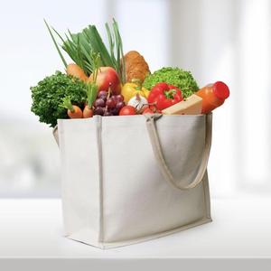Sac fourre-tout en toile beige à poignée ronde - Sac réutilisable autoportant pour les courses, le travail et les sorties - Product Image 1