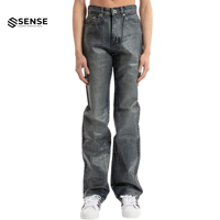 Fabricant de jeans sur mesure, jeans streetwear, jeans en denim épais ciré, jeans déchirés, jeans évasés pour hommes