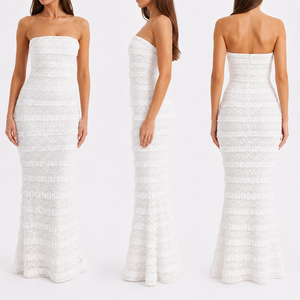 Robe de mariée personnalisée pour <span class=keywords><strong>femme</strong></span>, robe longue sirène en dentelle blanche, robes décontractées pour <span class=keywords><strong>femme</strong></span>, vente en gros, fournisseurs de mode - Product Image 2