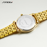 Montre à quartz SINOBI classique en acier inoxydable doré avec bracelet en acier inoxydable, résistante à l'eau 3ATM, plaquée IP pour homme, prête à être expédiée