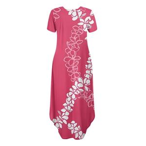 Color Rosa Hawaiano Paukenikeni <span class=keywords><strong>Elei</strong></span> diseñ<span class=keywords><strong>o</strong></span> mujer Casual manga corta Maxi vestidos sueltos elegante fiesta vestido largo con bolsillos - Product Image 5