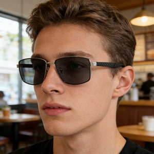 Nouvelles lunettes de soleil polarisées carrées de style européen pour hommes, monture en métal, protection UV400, verres TAC, couleur noire, conduite en extérieur - Product Image 4