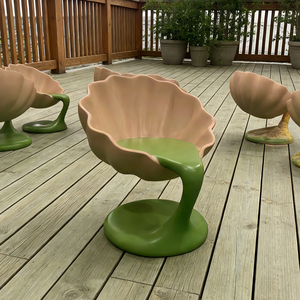 <span class=keywords><strong>Chaise</strong></span> de jardin moderne en forme de coquille, mobilier de patio de luxe au design fluide, siège sculptural en FRP imperméable pour villa - Product Image 3